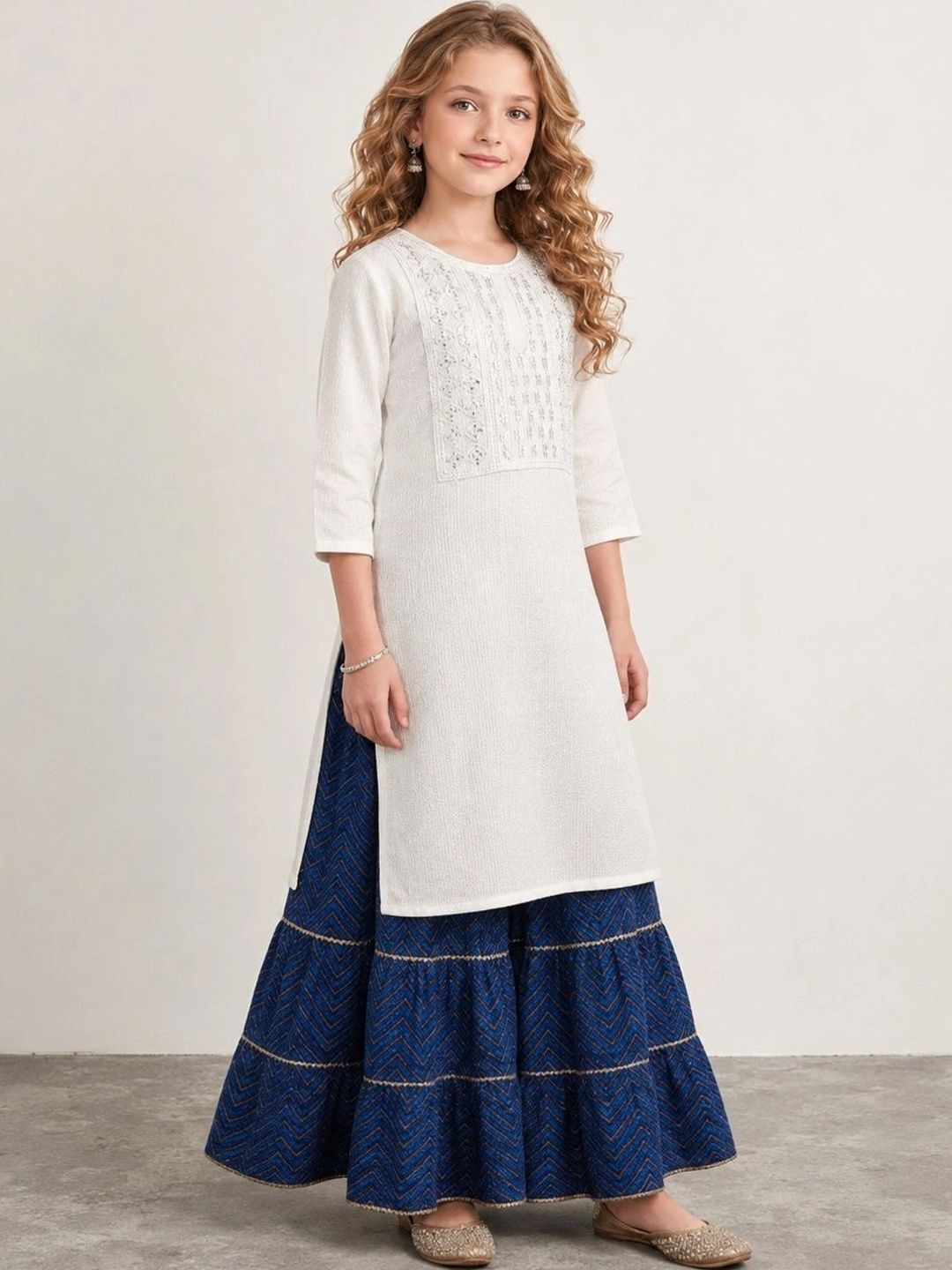 Muhuratam Girls Sequinned Kurta-picture-14