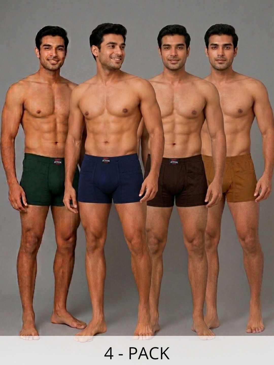 WHITEROSE Pack of 4 Cotton Assorted Solid Trunks-picture-46
