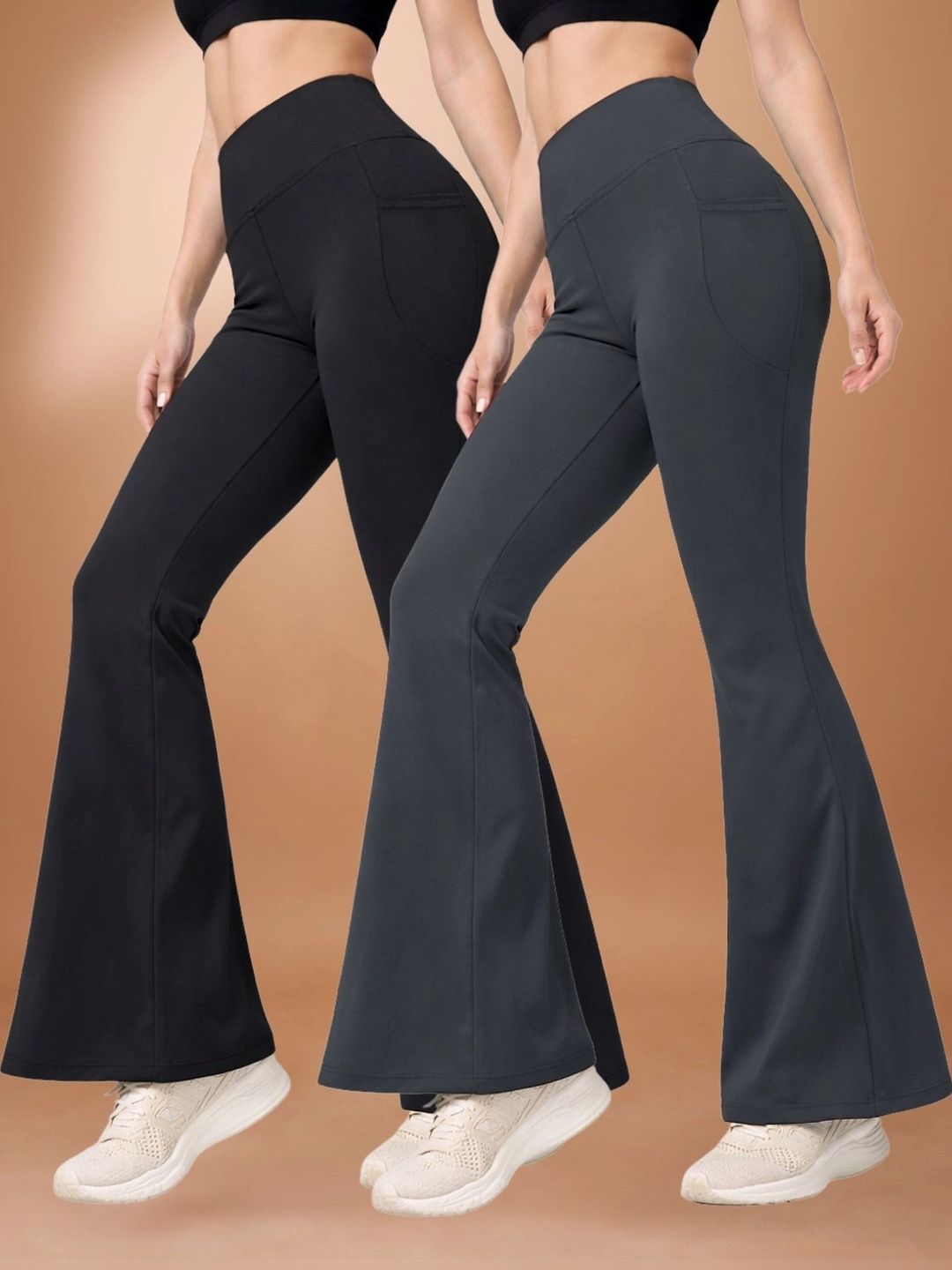 KASHIKAY CREATION Pack of 2 High-Rise Flared Yoga Tights-picture-23