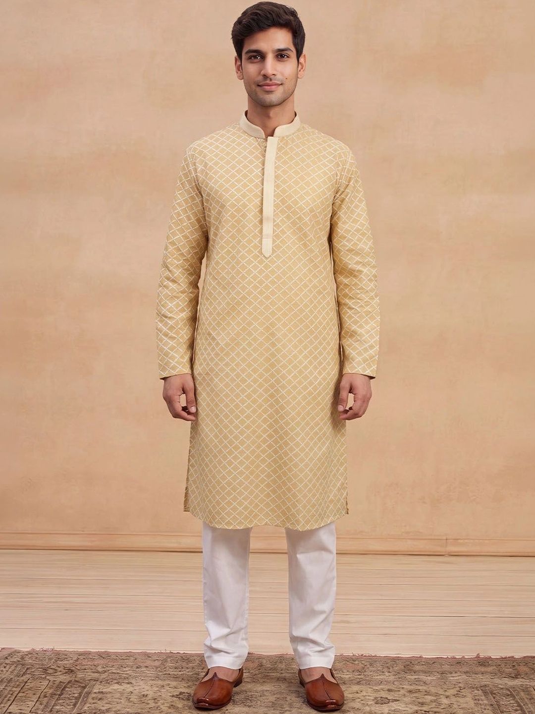House of Chikankari Men Geometric Printed Kurta-picture-52