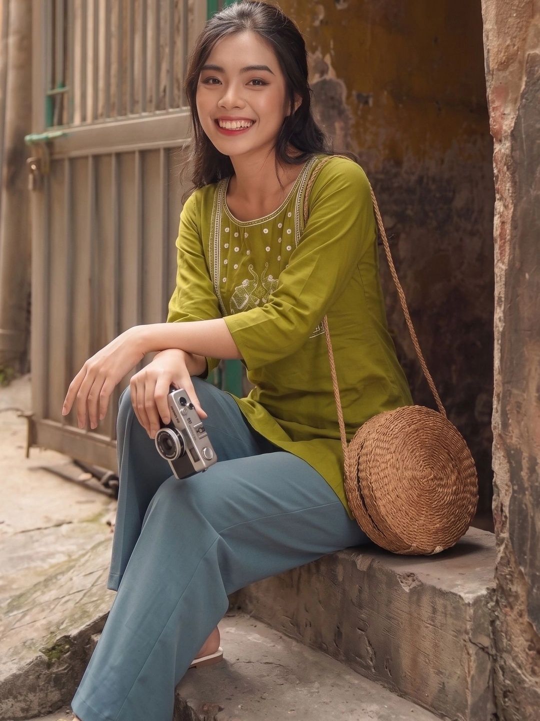 AXI COUTURE Ethnic Motifs Embroidered Thread Work Pure Cotton Thread Work Kurti-picture-55