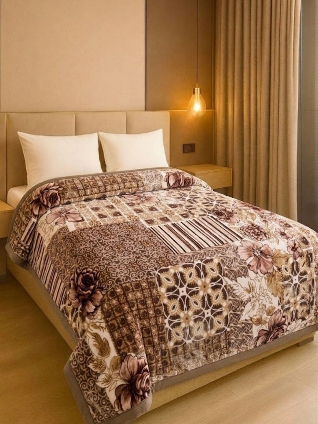 Signature Coffee Brown Floral Heavy Winter Blanket-image-19