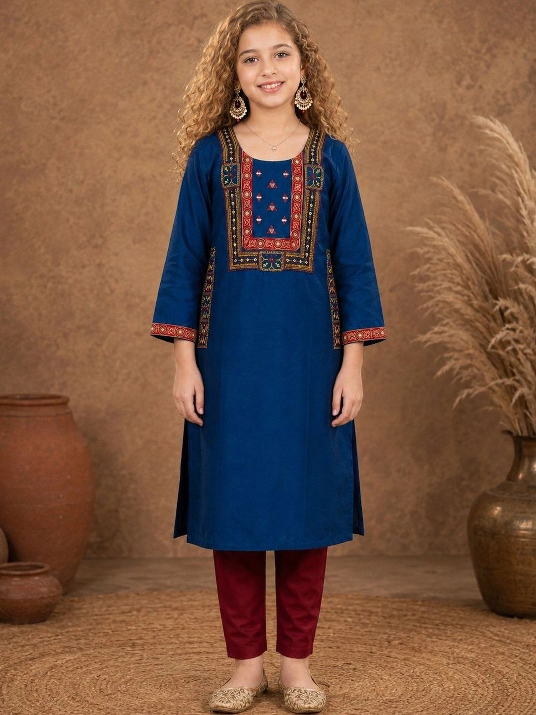 BAESD Girls Ethnic Motifs Embroidered Thread Work Kurta-picture-17