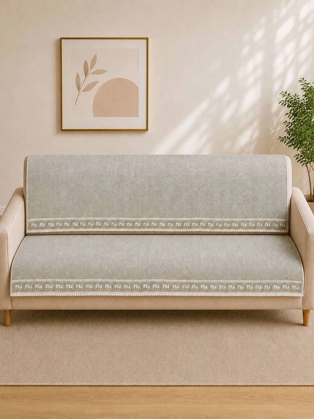 The Home Story Grey 2 Piece Sofa Cover Without Arms-picture-15