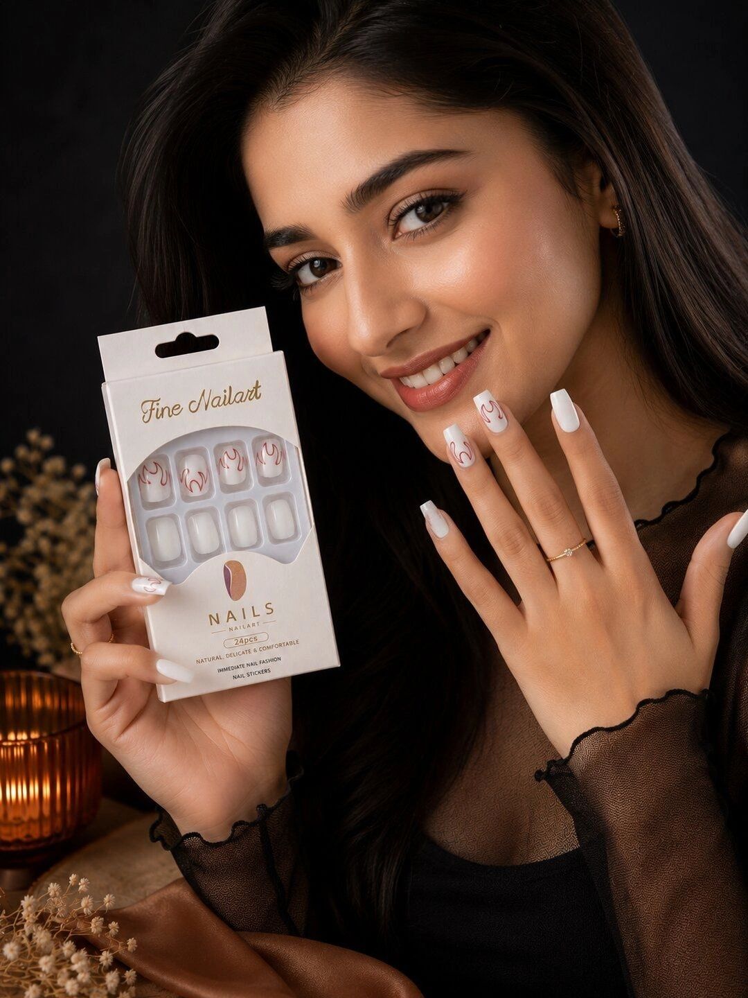 Krelin Set Of 24 Press-On Nail Extensions with Liquid Glue - Arctic White-picture-27