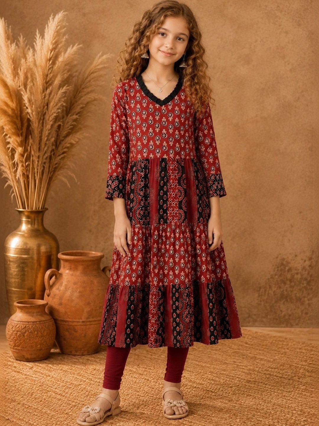 BAESD Girls Ethnic Motifs Printed Indie Prints Anarkali Kurta-picture-30