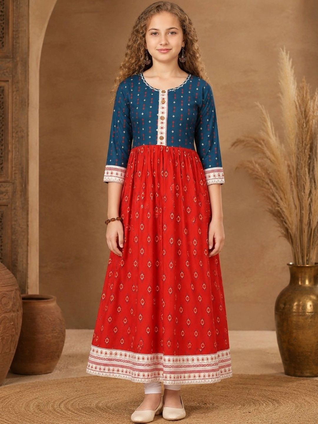 BAESD Girls Geometric Printed Anarkali Kurta-picture-32