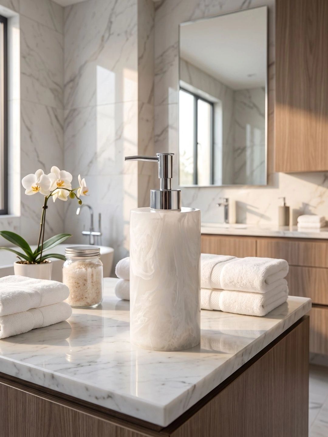 Pano White Textured Polyresin Soap Dispenser-picture-43