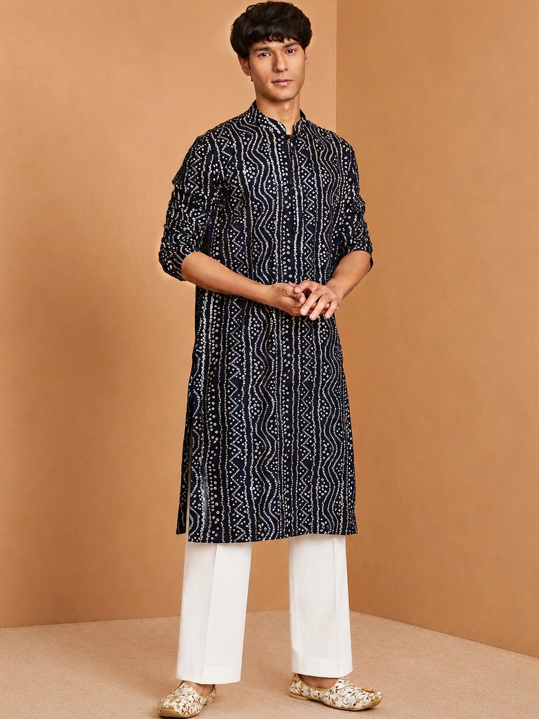 VASTRAMAY Men Ethnic Motifs Printed Regular Kurta with Trousers-picture-12