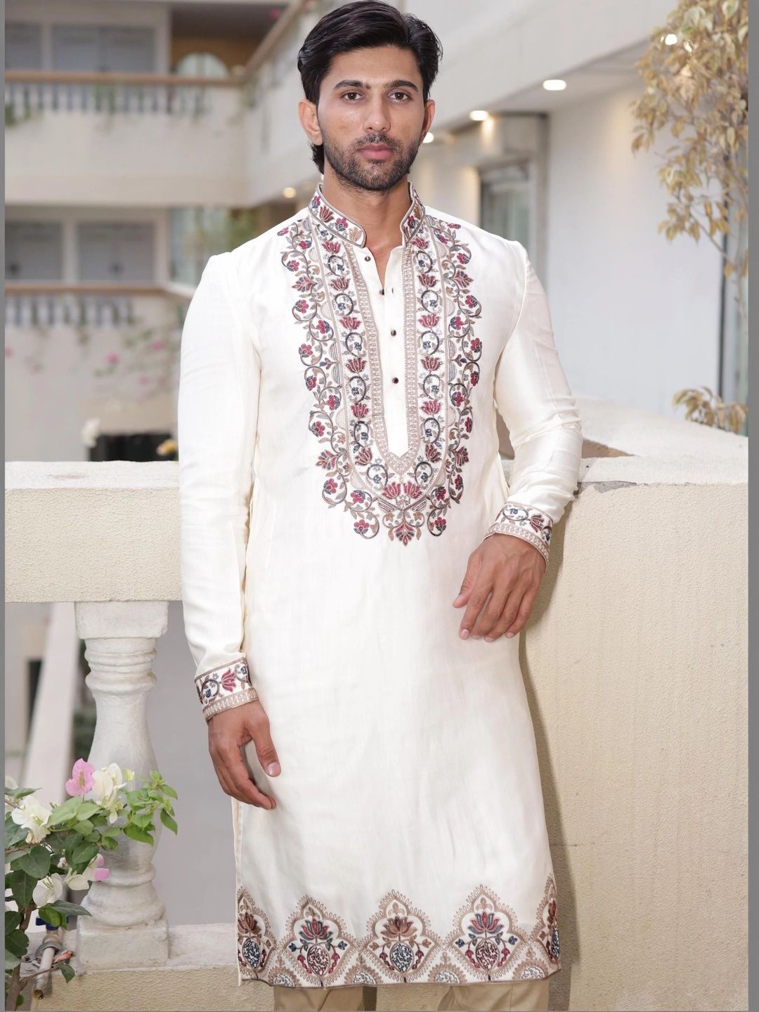 House of Pataudi Men Embroidered Thread Work Grandeur & Majestic Artwork Kurta-picture-45
