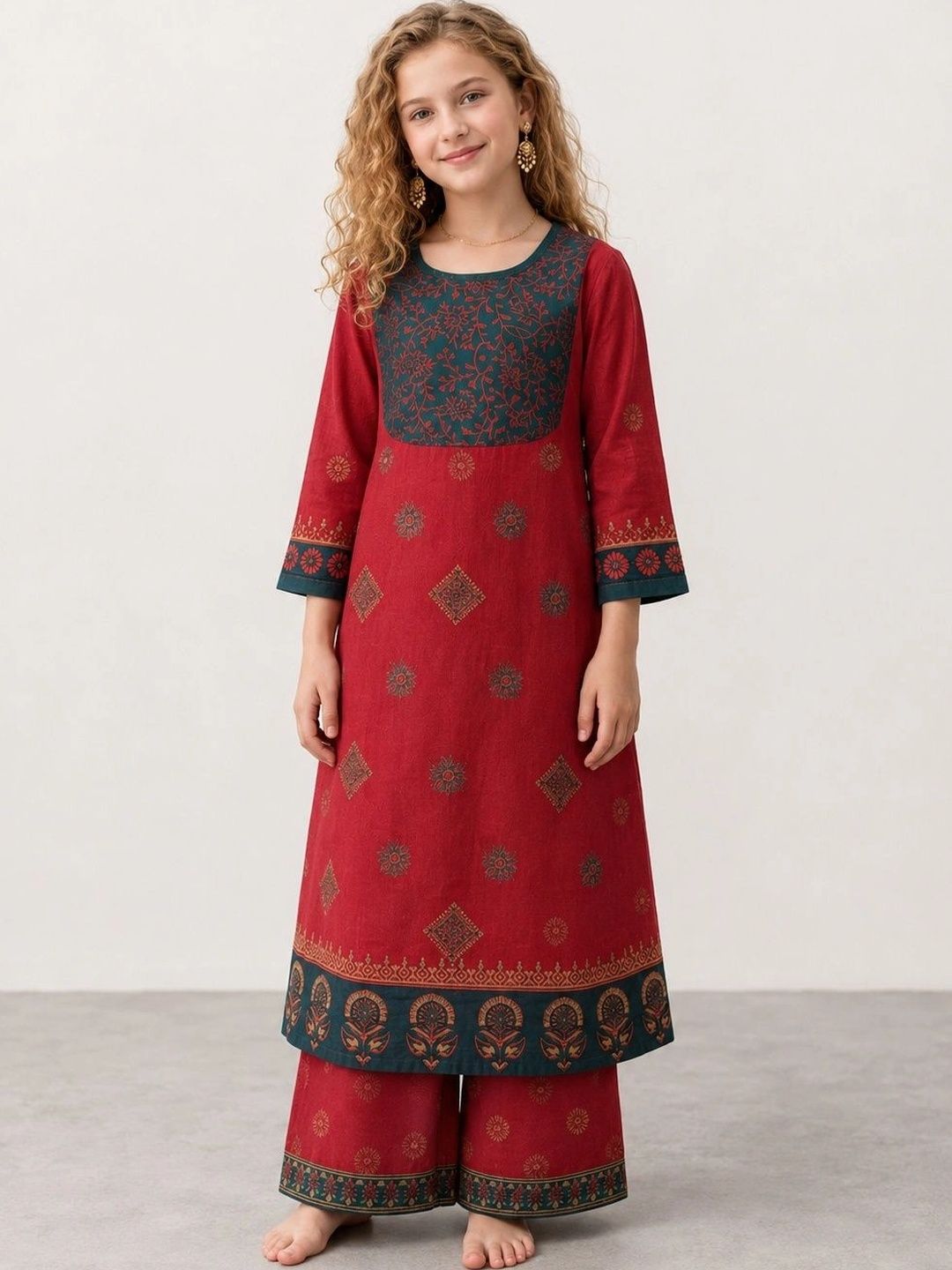 Muhuratam Girls Ethnic Motifs Printed Kurta-picture-16