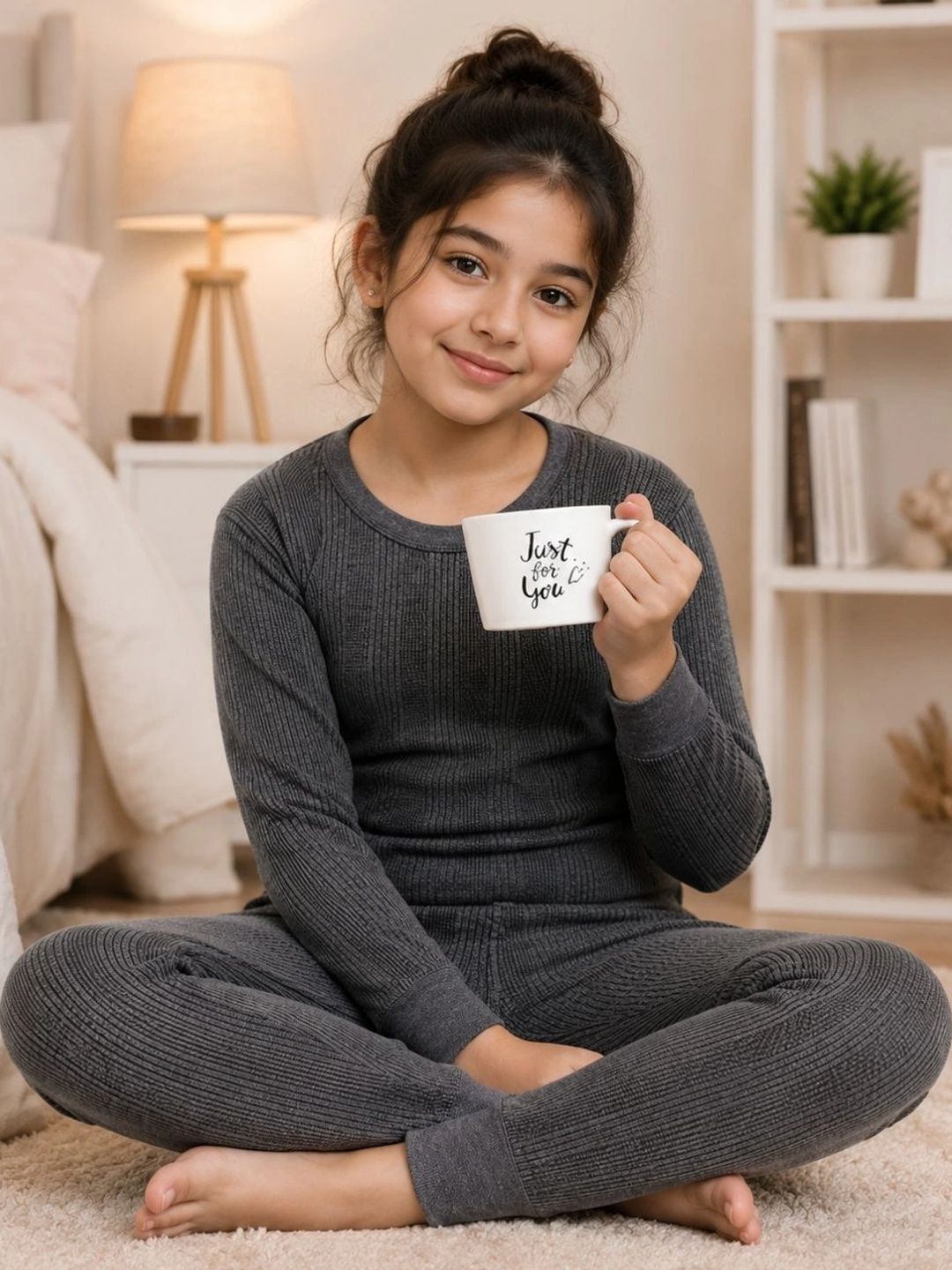 Lala Maneet Girls Striped Cotton Pull Over Thermal Set-picture-11