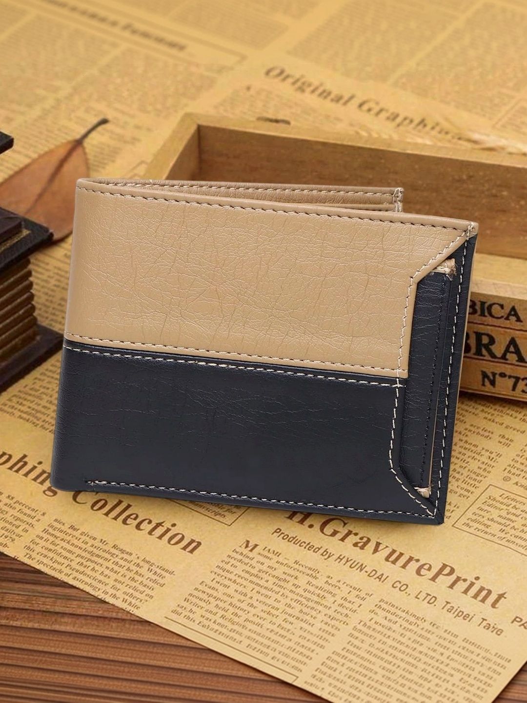 LAER Men Colourblocked PU Two Fold Wallet-picture-29