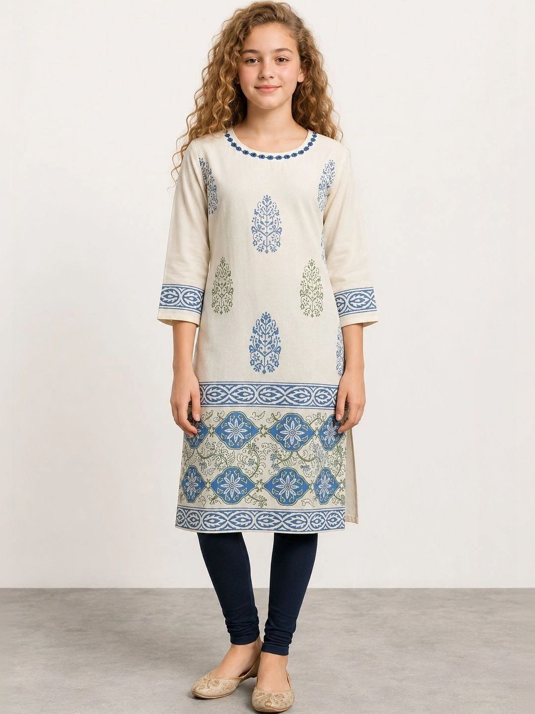 Muhuratam Girls Ethnic Motifs Printed Thread Work Indie Prints Kurta-picture-25