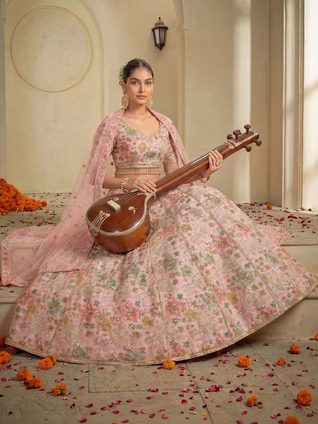 THE THIRD LABEL Embroidered Sequinned Semi-Stitched Lehenga & Ready to Wear Blouse With Dupatta-picture-17