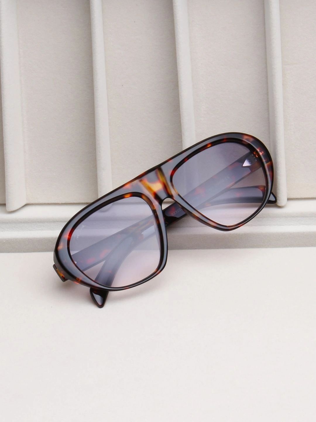 Ted Smith Unisex Grey Lens & Brown Aviator Sunglasses with-image-1