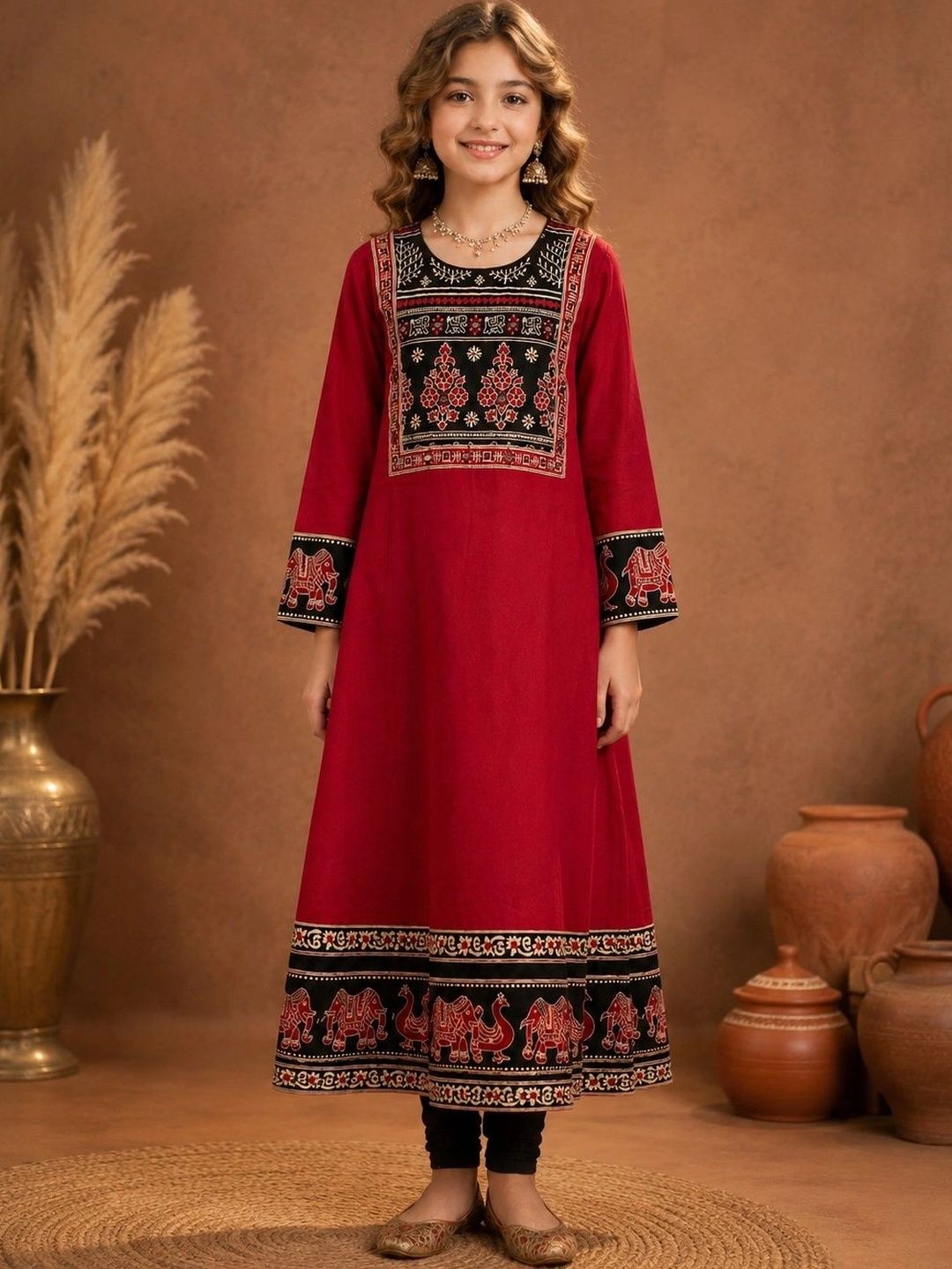 BAESD Girls Ethnic Motifs Embroidered Thread Work Anarkali Kurta-picture-22
