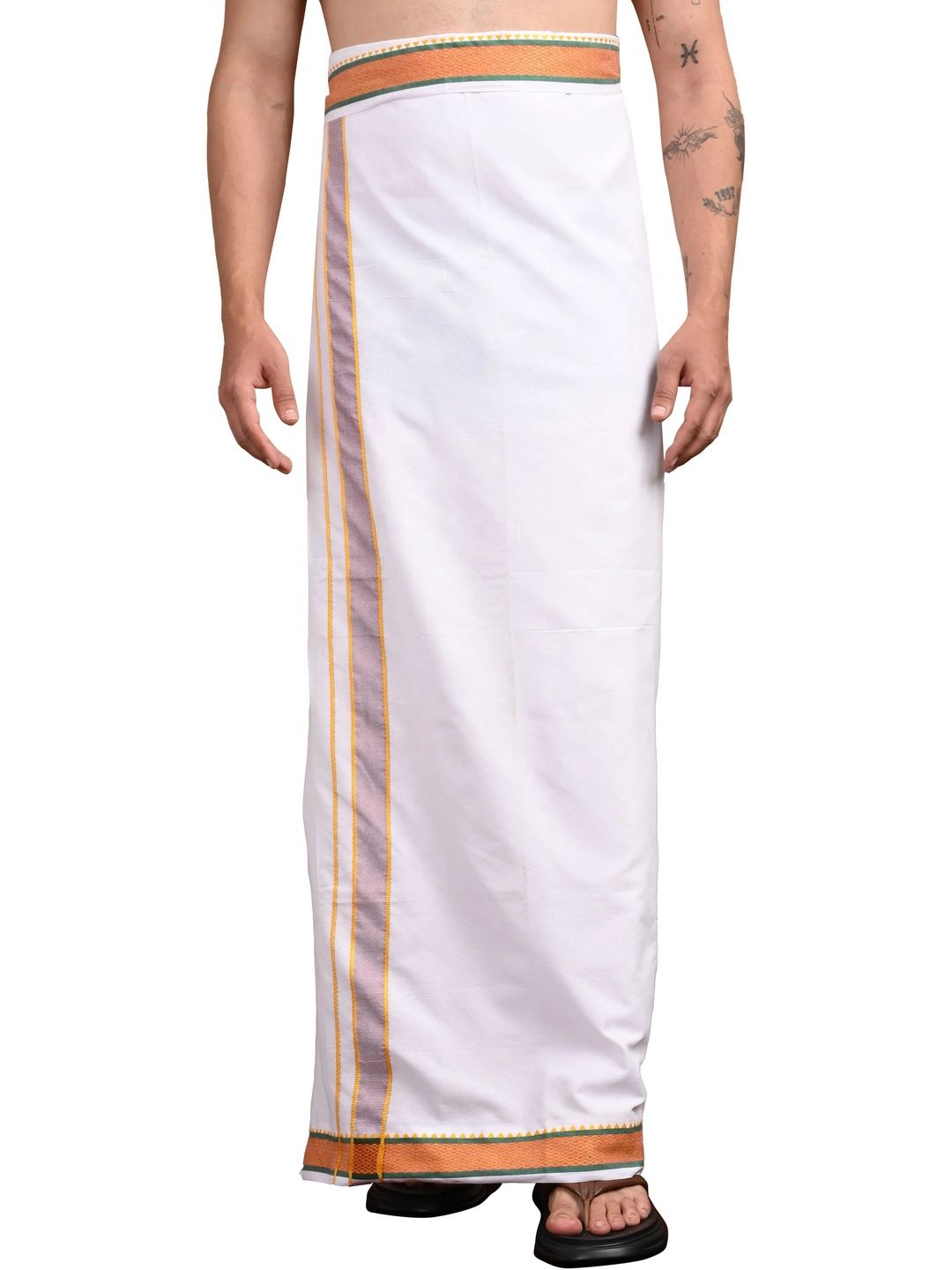 Shri Hari Fabs Men Striped Cotton Blend Dhoti Dhotis-image-8