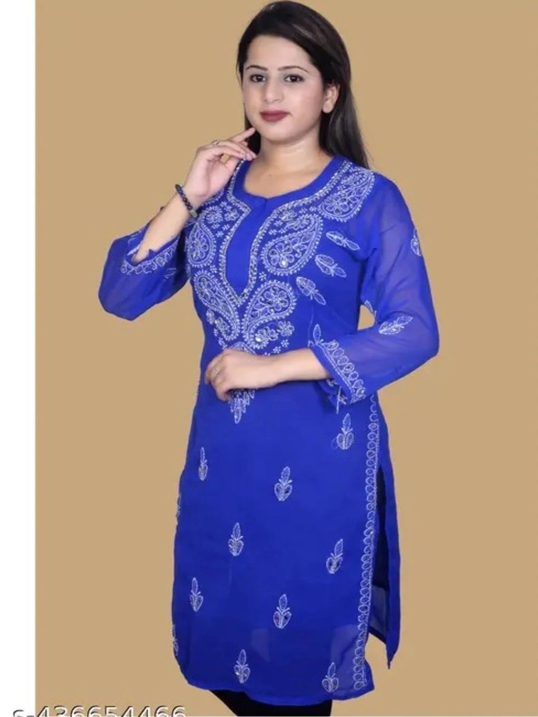 ROYAL S FASHION GALLERY Ethnic Motifs Embroidered Chikankari Kurti-picture-13