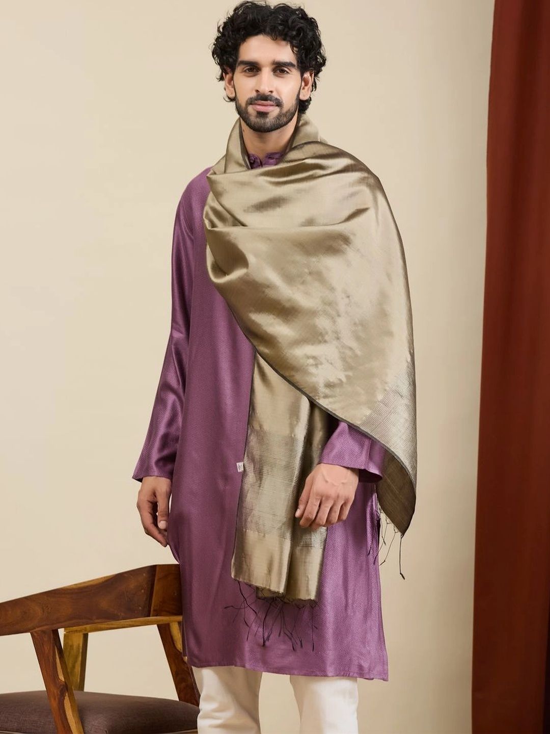 Fabindia Men Woven Design Stole-image-33