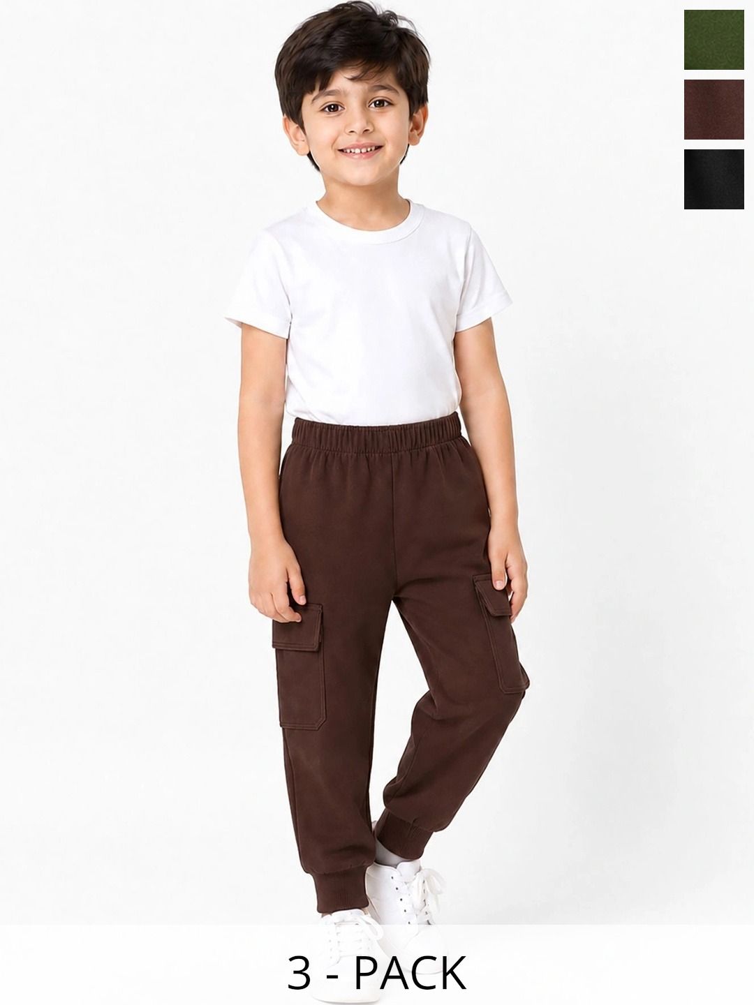 YK Boys Pack of 3 Regular Fit Training Cargos-picture-40