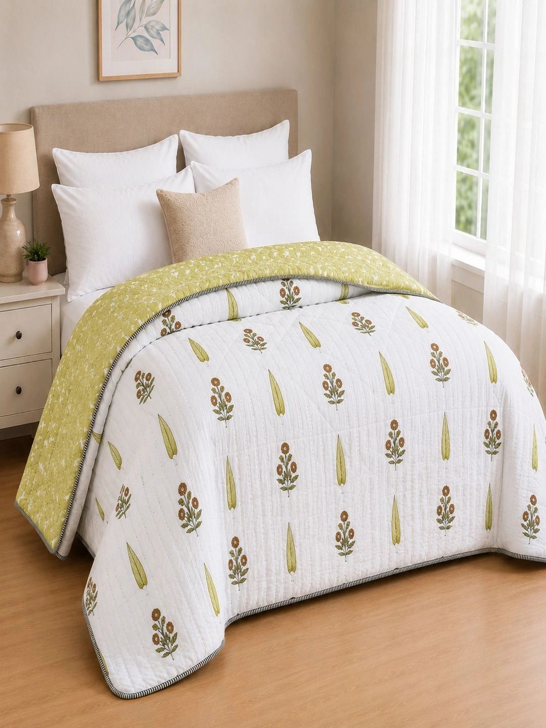 RRC Yellow & White Floral AC Room 210 GSM Dohar-image-9