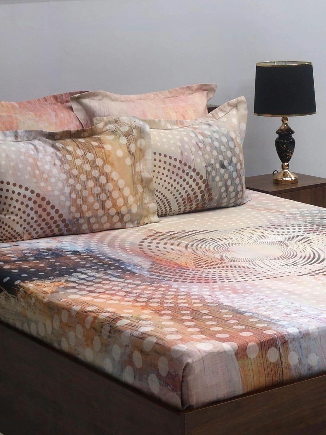 BOMBAY DYEING Brown & Beige 300 TC King Bedsheet with 2 Pillow Covers-image-42