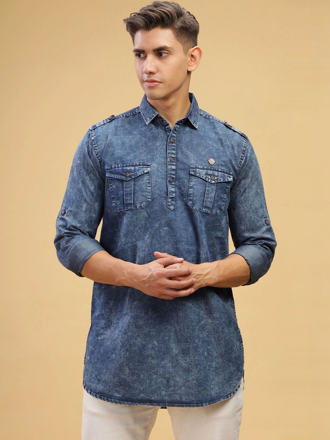Kuons Men Denim Kurta-picture-28