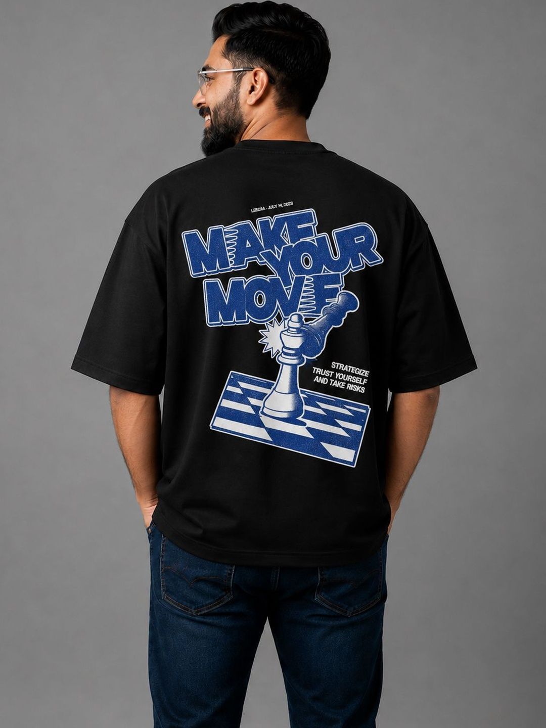 HERE&NOW Men Printed Drop-Shoulder Sleeves T-shirt-picture-45