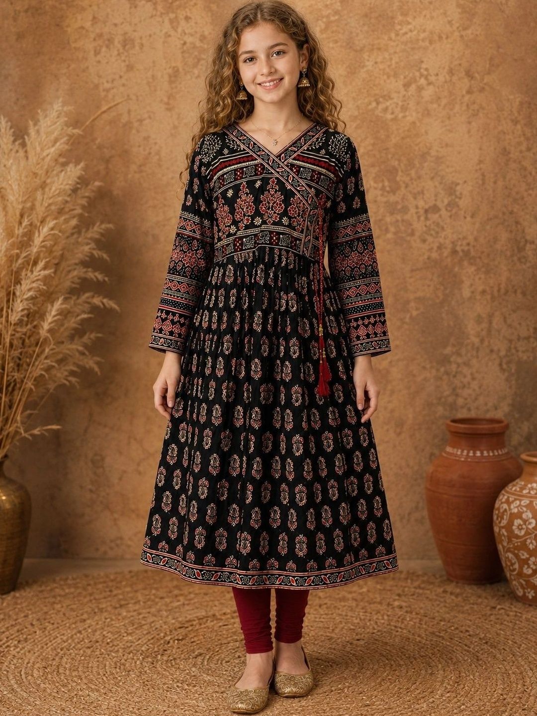 BAESD Girls Ethnic Motifs Printed Anarkali Kurta-picture-16