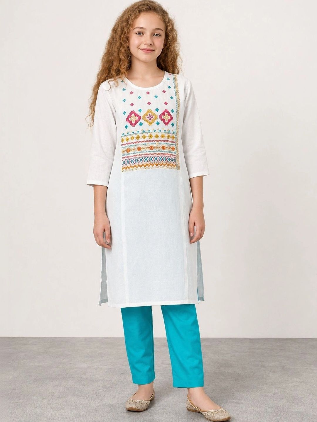 Muhuratam Girls Ethnic Motifs Embroidered Thread Work Kurta-picture-56