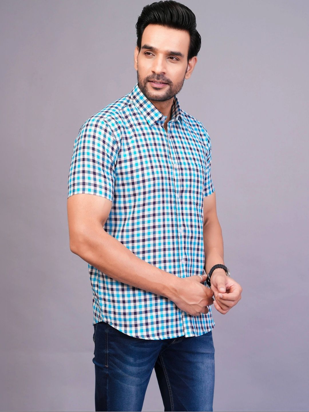 BLACKLILLY Men Standard Slim Fit Checked Casual Shirt-picture-38