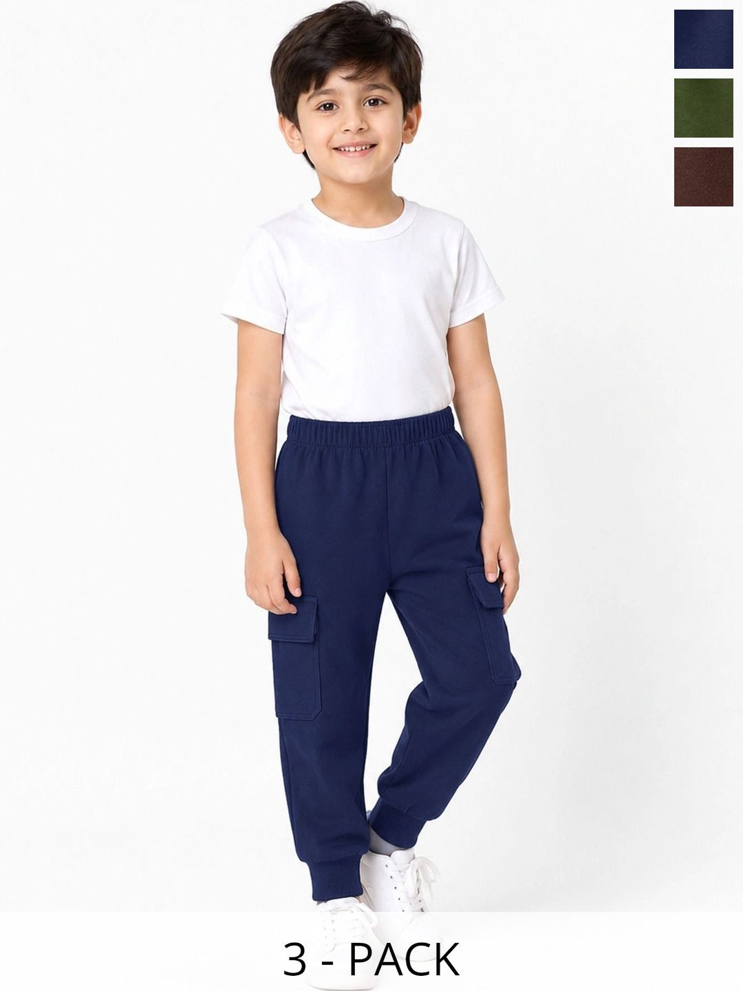 YK Boys Pack of 3 Regular Fit Training Cargos-picture-45