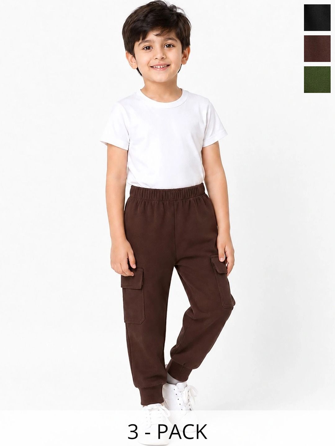 YK Boys Pack of 3 Regular Fit Cargos-picture-21