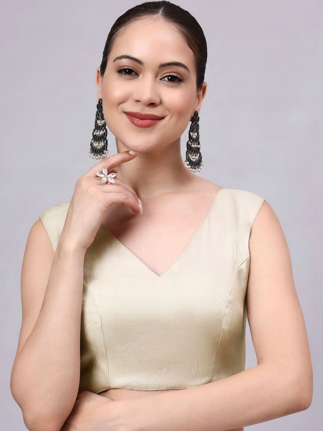 JDS LIFESTYLE Cotton Blend Solid Saree Blouse-image-14