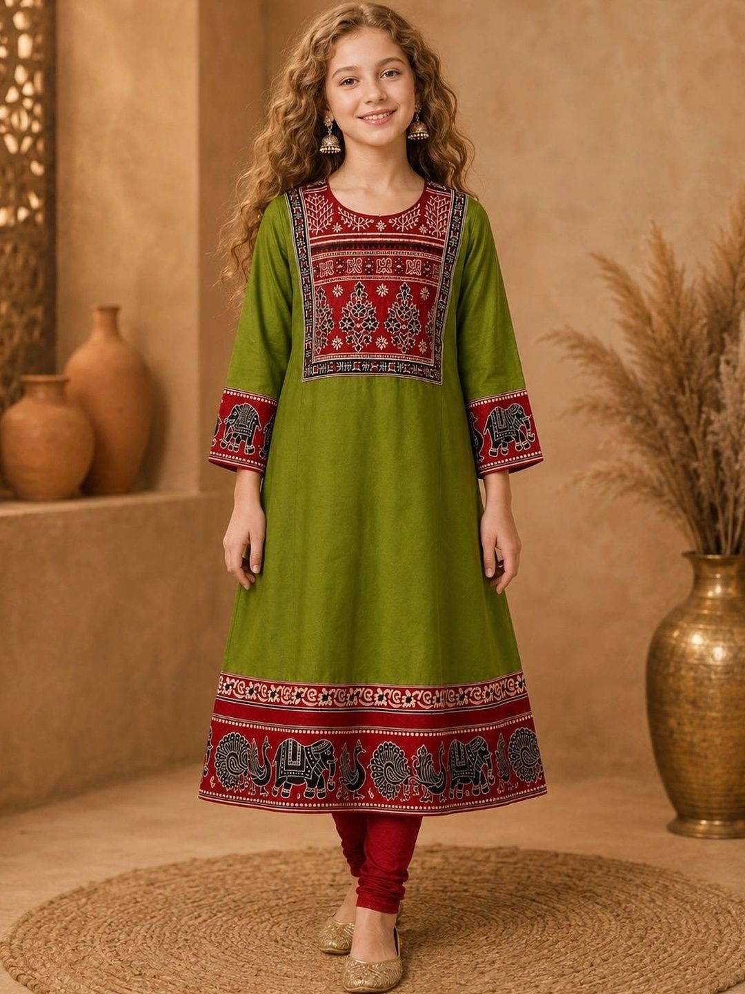 BAESD Girls Ethnic Motifs Embroidered Thread Work Kurta-picture-17