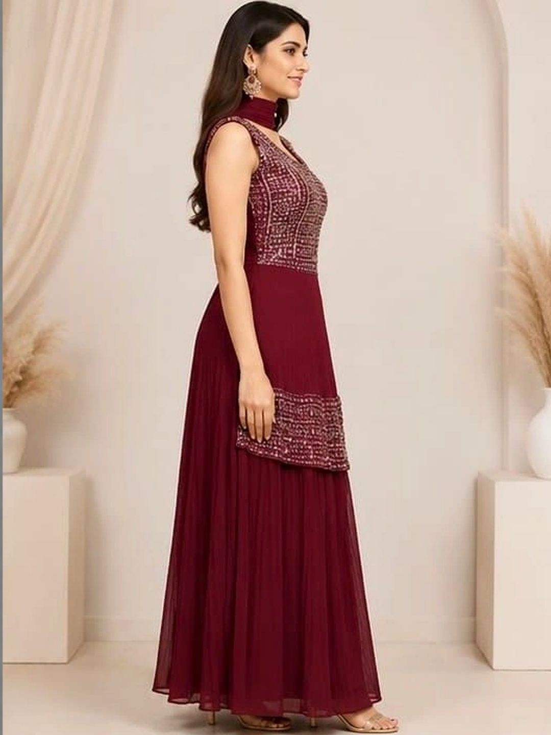 Sanwari Embellished Sequinned Ready to Wear Lehenga &-image-30