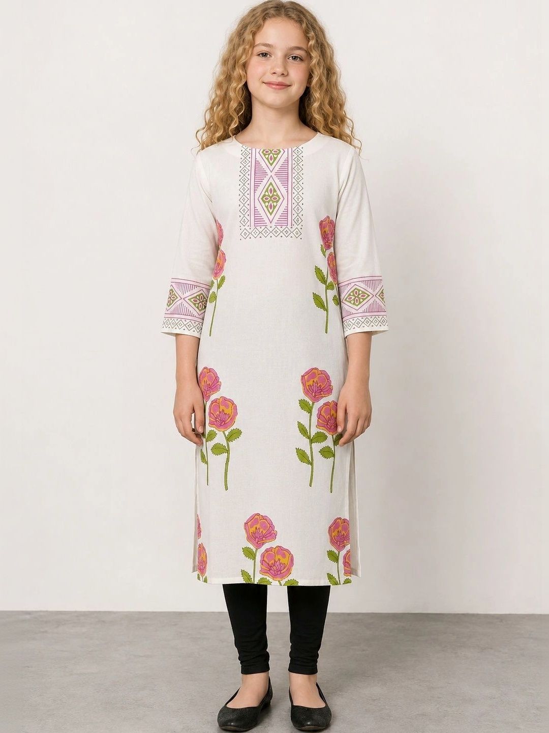 Muhuratam Girls Floral Printed Kurta-picture-49