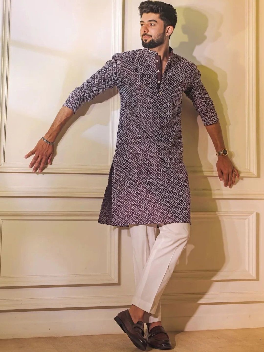 ELYXAROSE Men Geometric Printed Kurta-picture-12