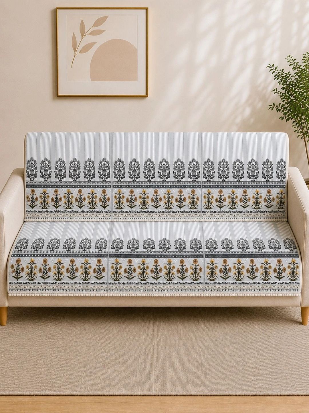 Aura Grey Printed 2 Piece Sofa Cover Without Arms-picture-14