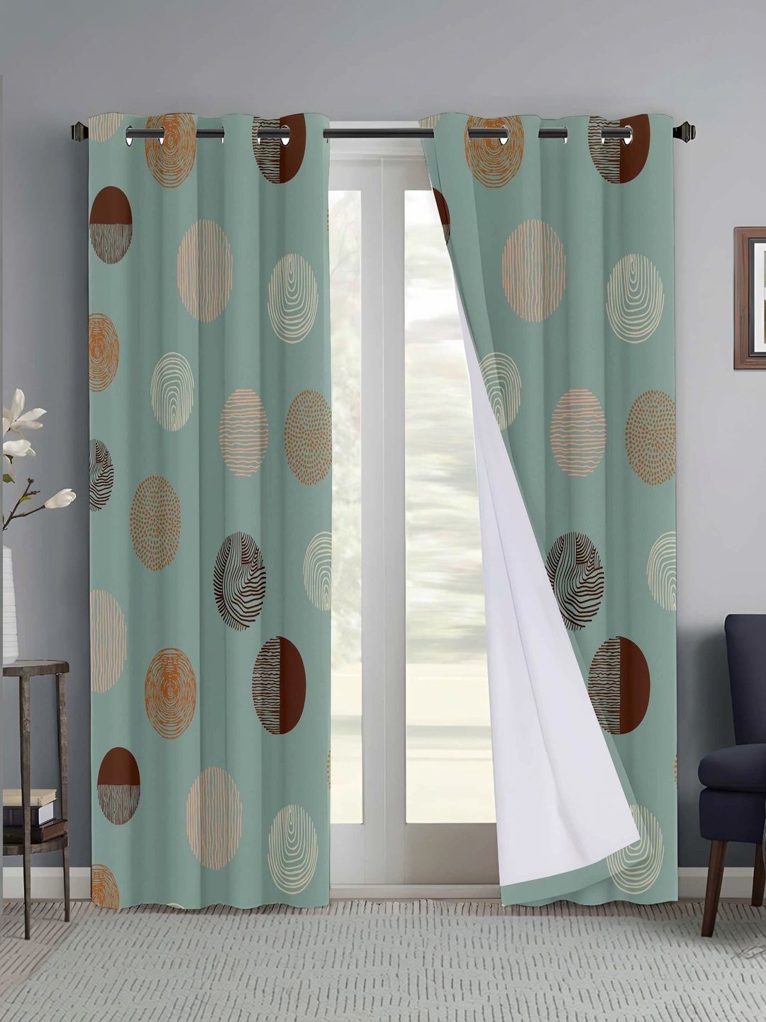 CURTAINRY Green Geometric Door Curtain-image-49
