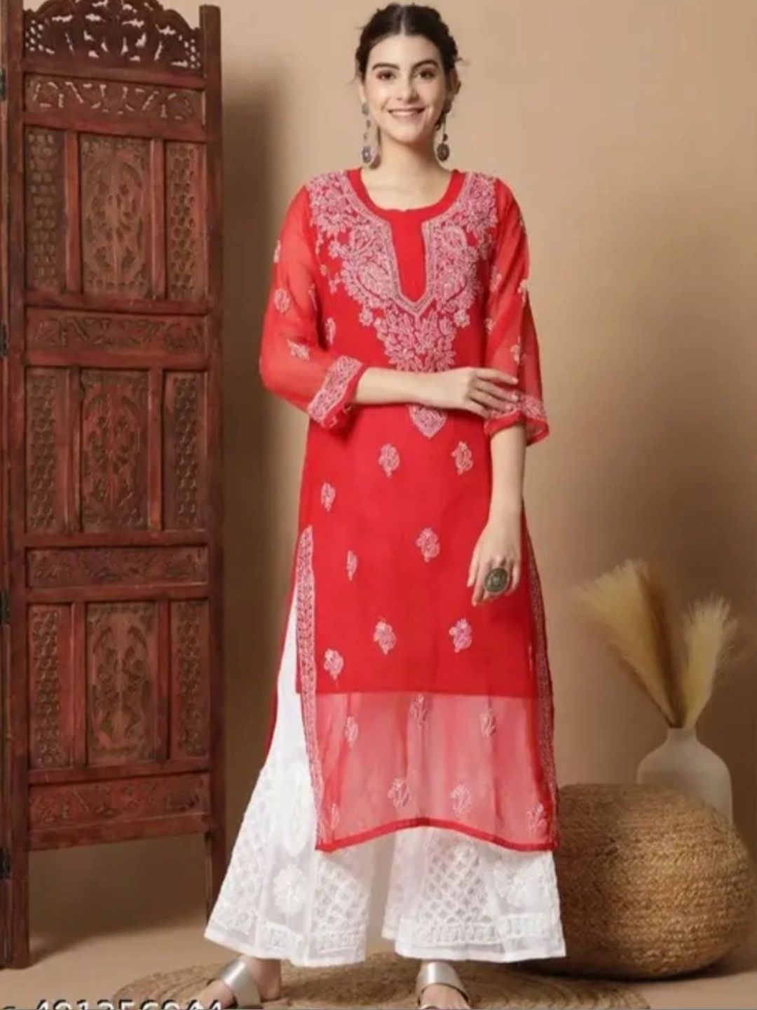 ROYAL S FASHION GALLERY Women Ethnic Motifs Embroidered Handloom Mirror Work Kurti-picture-47