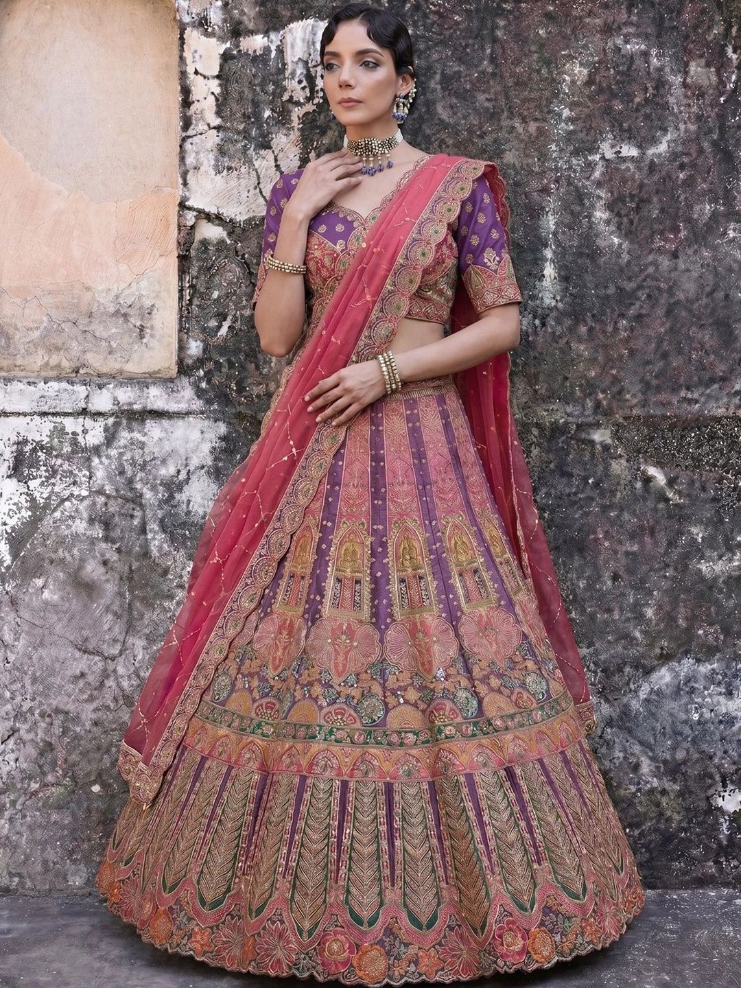 THE THIRD LABEL Embroidered Semi-Stitched Lehenga & Ready to Wear Blouse With Dupatta-picture-15