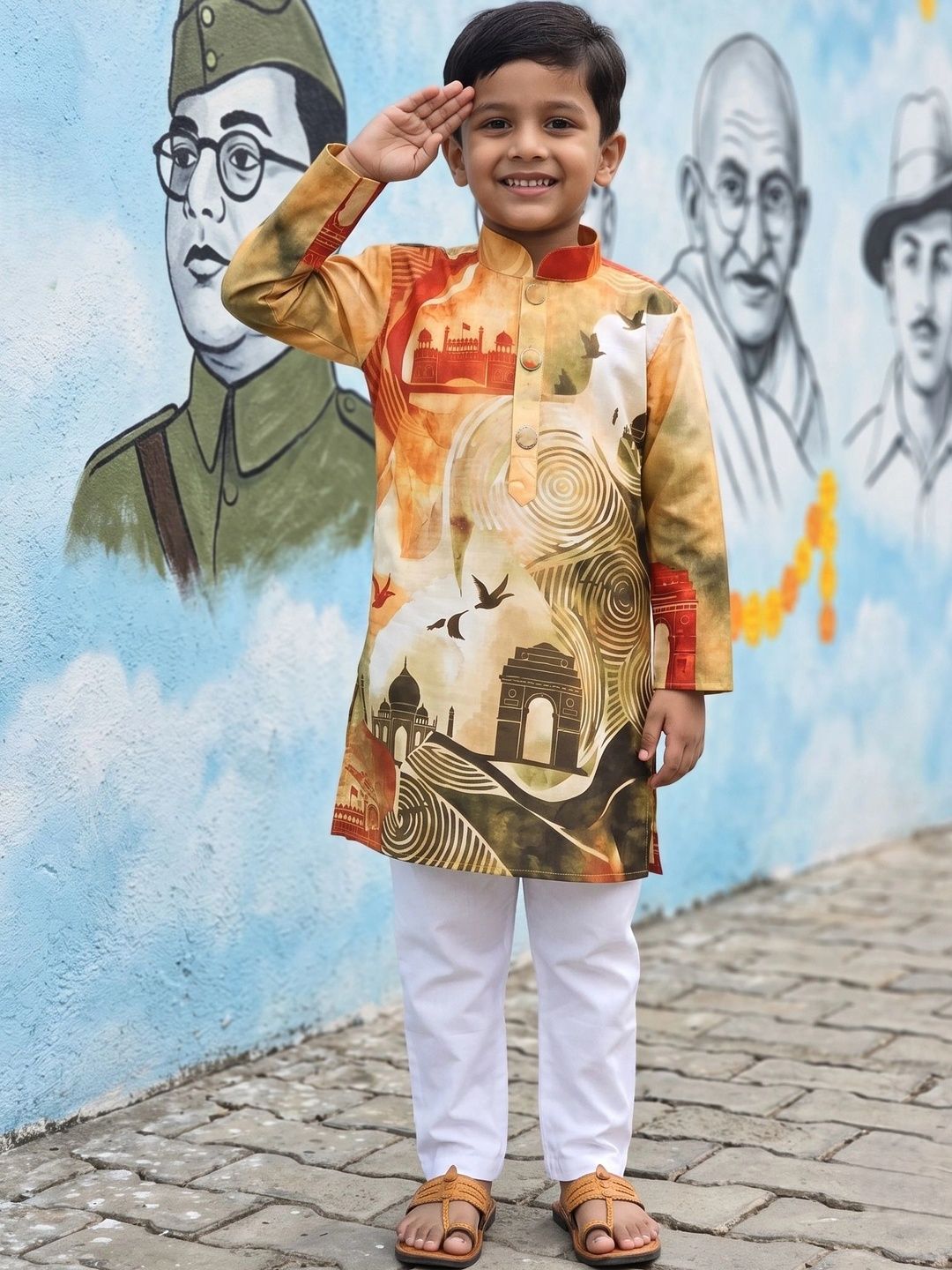 NFC CREATION Boys Ethnic Motifs Printed Regular Kurta with Pyjamas-picture-31