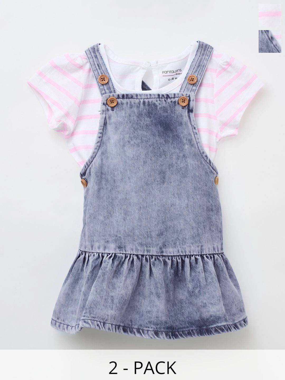 Pantaloons Baby Girls Pack of 2 Striped T-shirt with Skirt-picture-20
