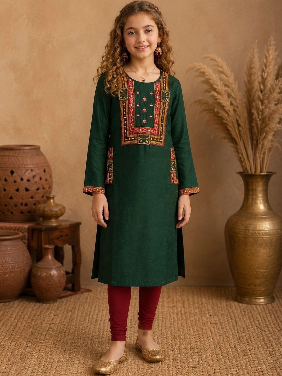 BAESD Girls Embellished Mirror Work Kurta-picture-15