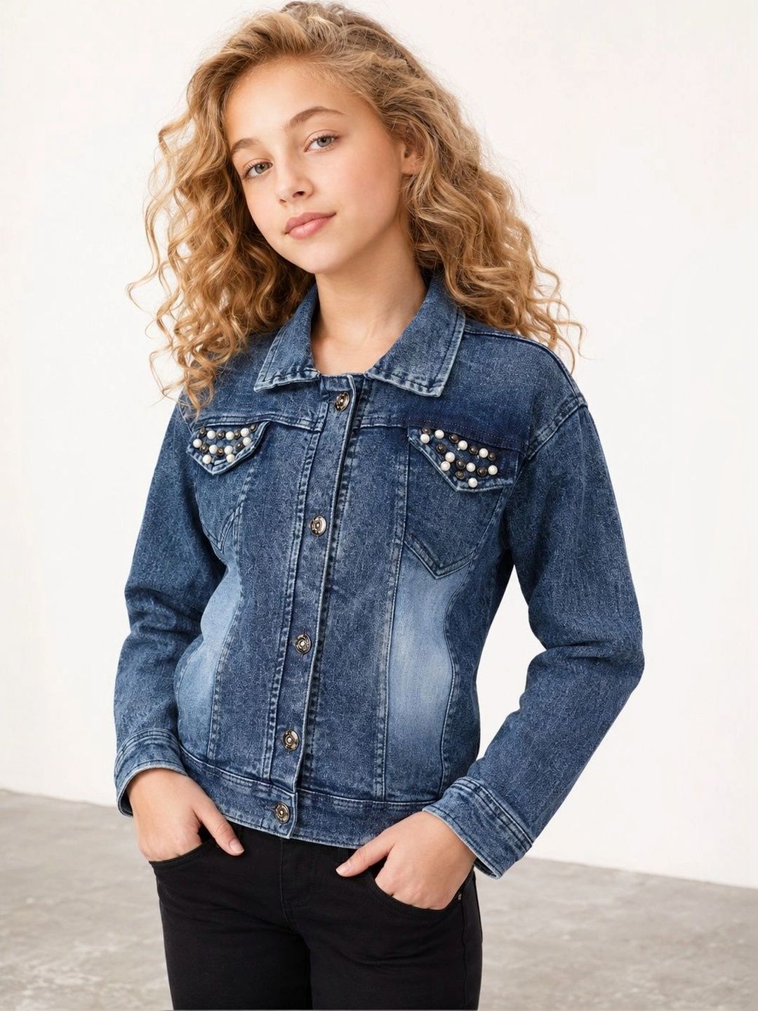 Muhuratam Girls Denim Jacket-image-21