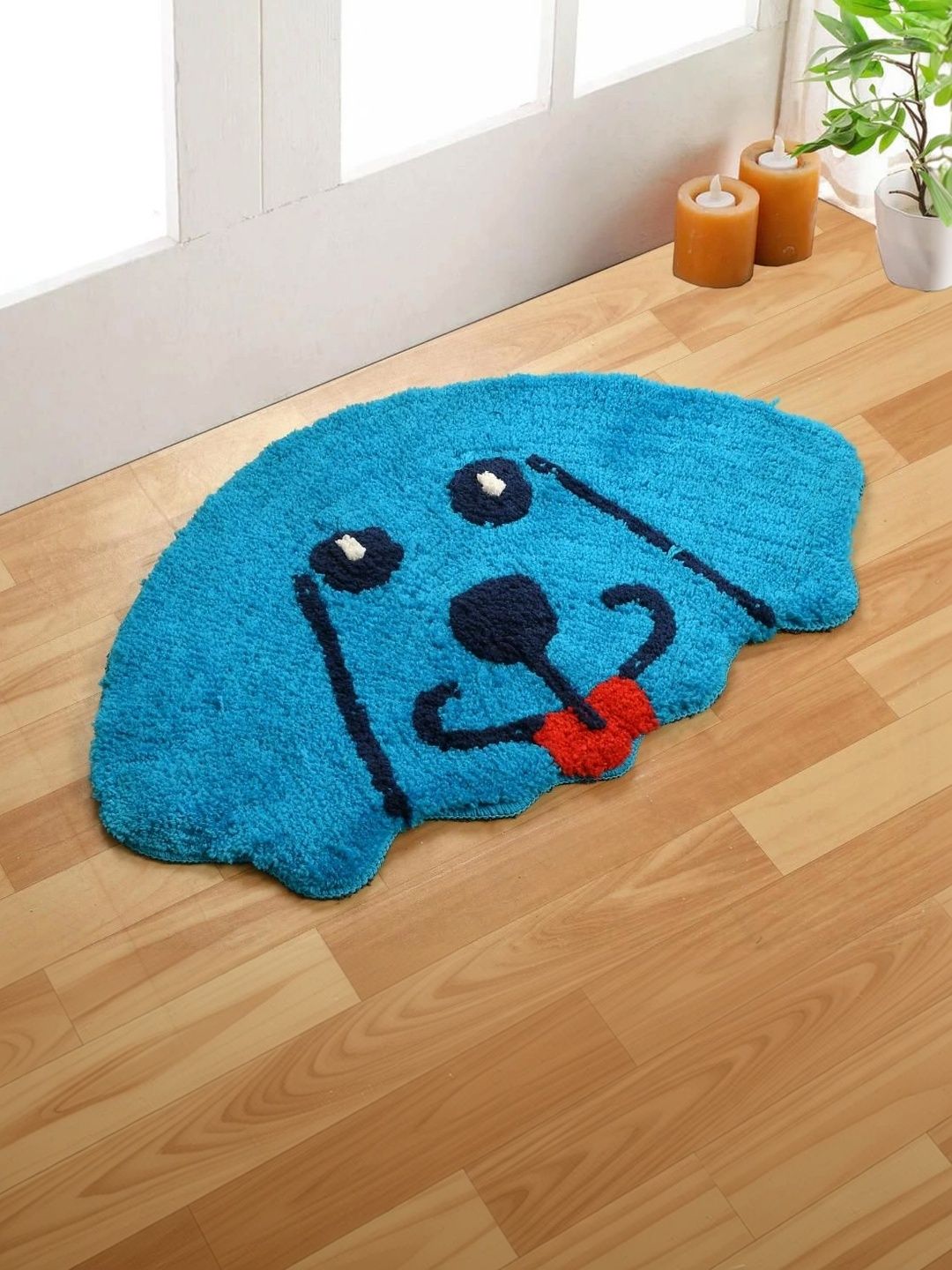 Aura Blue Dog Shaped Microfiber Ultra Soft Anti Skid Doormat-picture-45