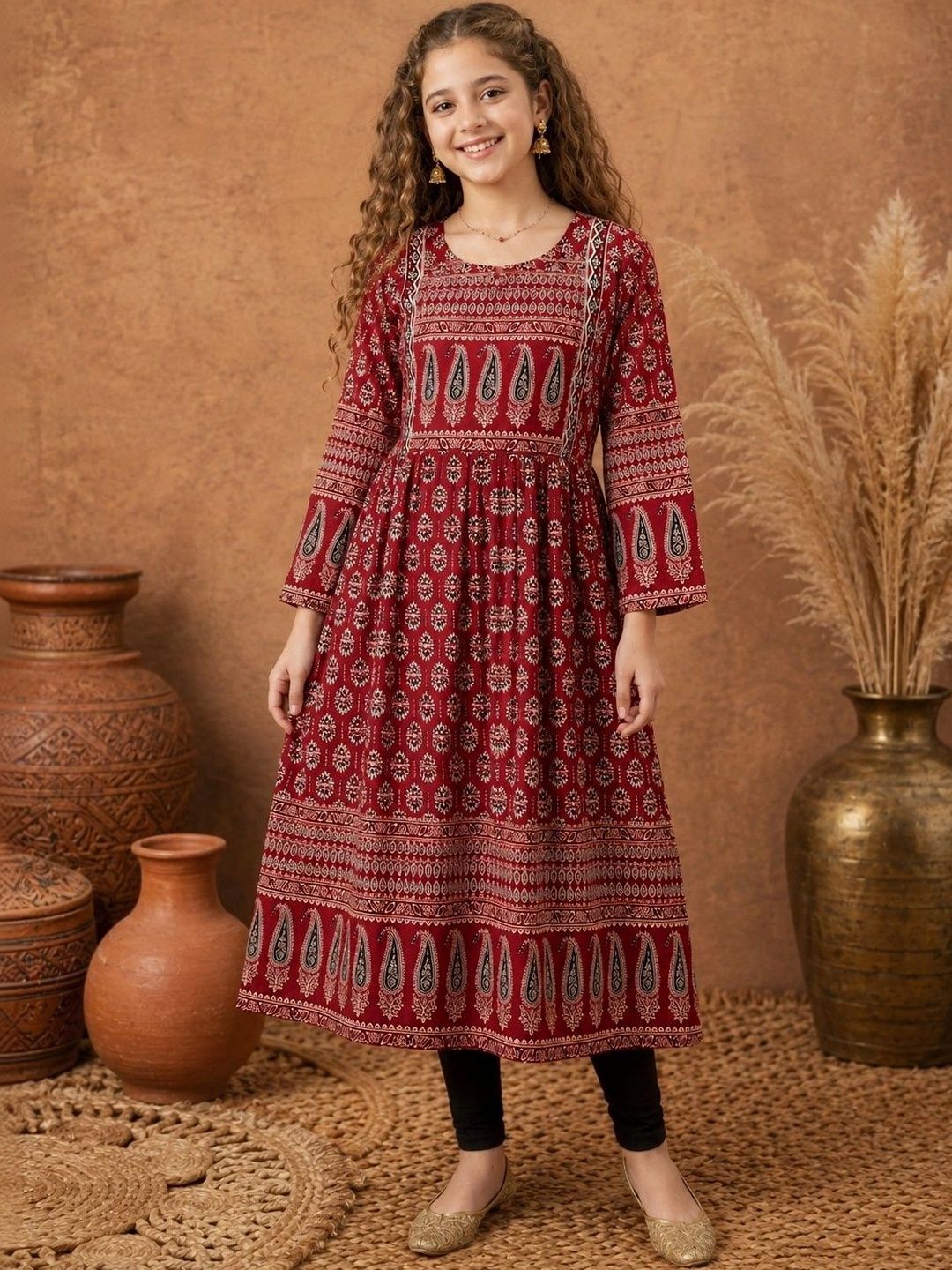 BAESD Girls Paisley Printed Indie Prints Anarkali Kurta-picture-38