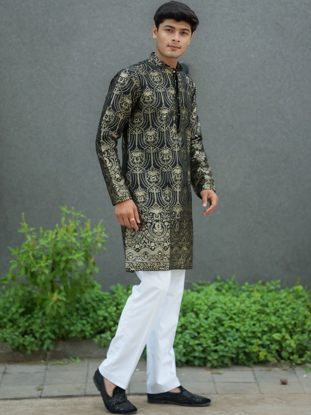 House Of Sanskruti Men Grandeur & Majestic Artwork Jacquard Kurta-picture-39